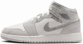Nike Air Jordan 1 Mid SE Big Kids' Shoes (FQ8088-002, Neutral Grey/Sail/Smoke Grey)