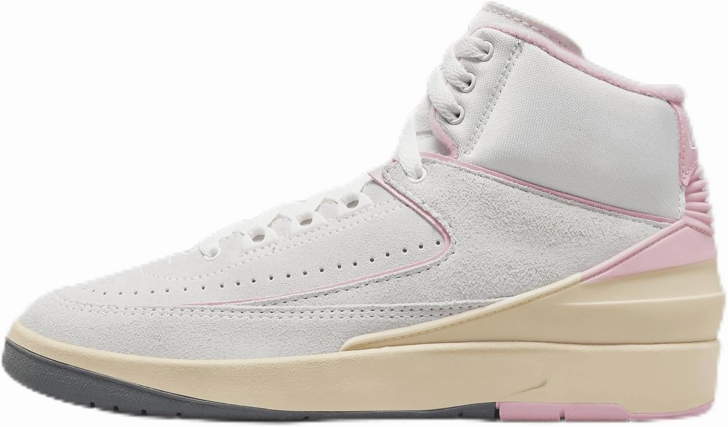 NIKE Air Jordan 2 Retro Women's Shoes (FB2372-100, Summit White/Medium Soft Pink/Muslin) Size 9.5