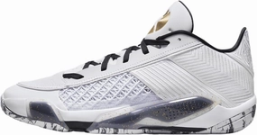 NIKE Air Jordan XXXVIII FIBA Basketball Shoes (FN7481-100, White/Pure Platinum/Metallic Gold)