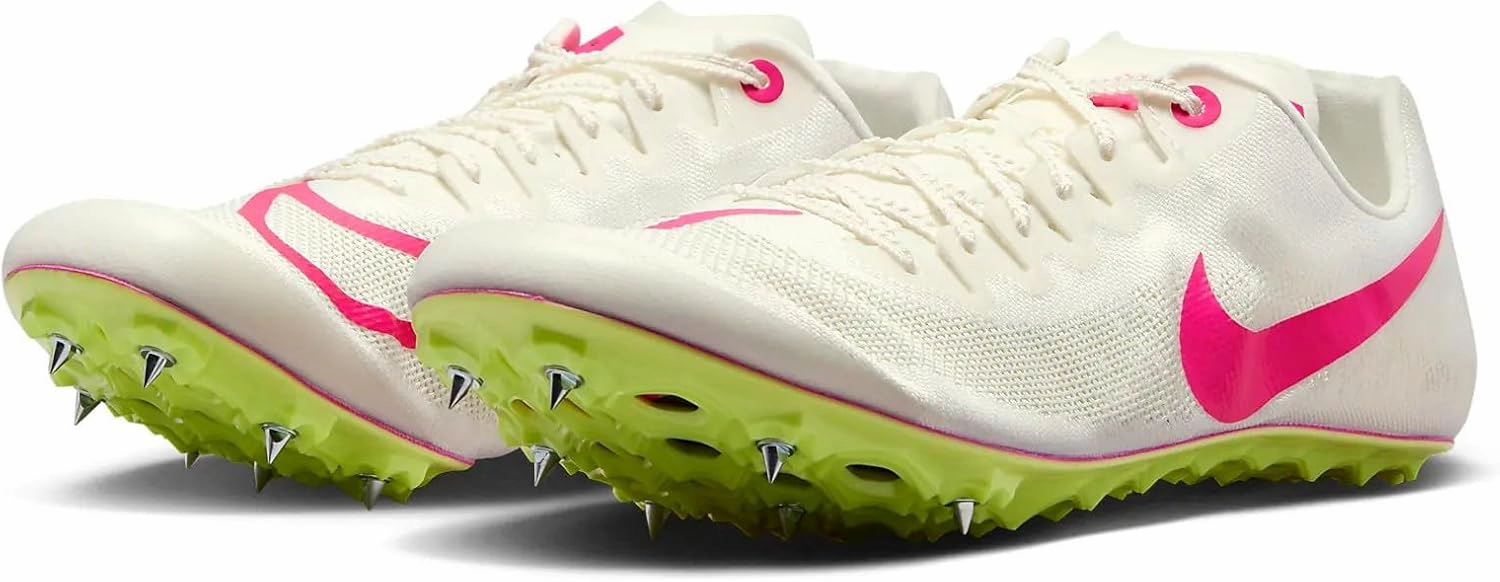 Nike Ja Fly 4 Track and Field Sprinting Spikes (DR2741-100, Sail/Light Lemon Twist/Fierce Pink)