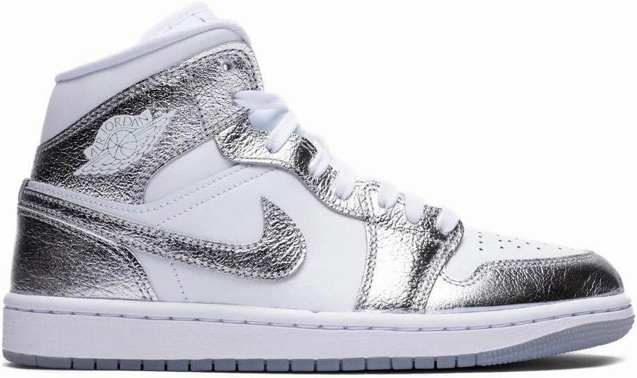 NIKE Jordan Women's Air 1 Mid SE White/Metallic Silver (FN5031 001) - 9