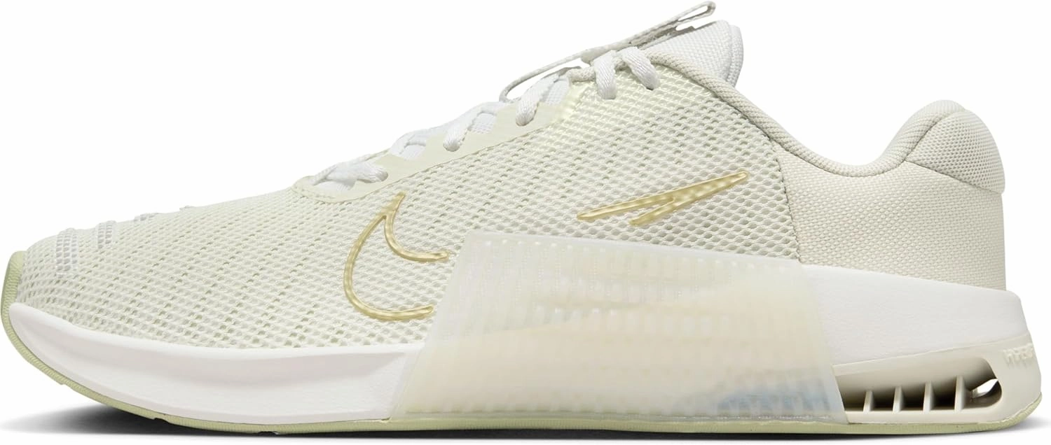 Nike Metcon 9 AMP Women's Workout Shoes (FJ1571-001, Sea Glass/Summit White/Olive Aura/Metallic Gold Star) Size 8.5