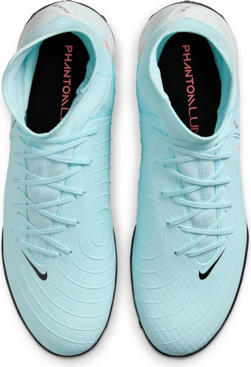 Nike Phantom Luna 2 Academy TF High-Top Soccer Shoes (FJ2566-300, Mint/Off Noir/Atomic Red)