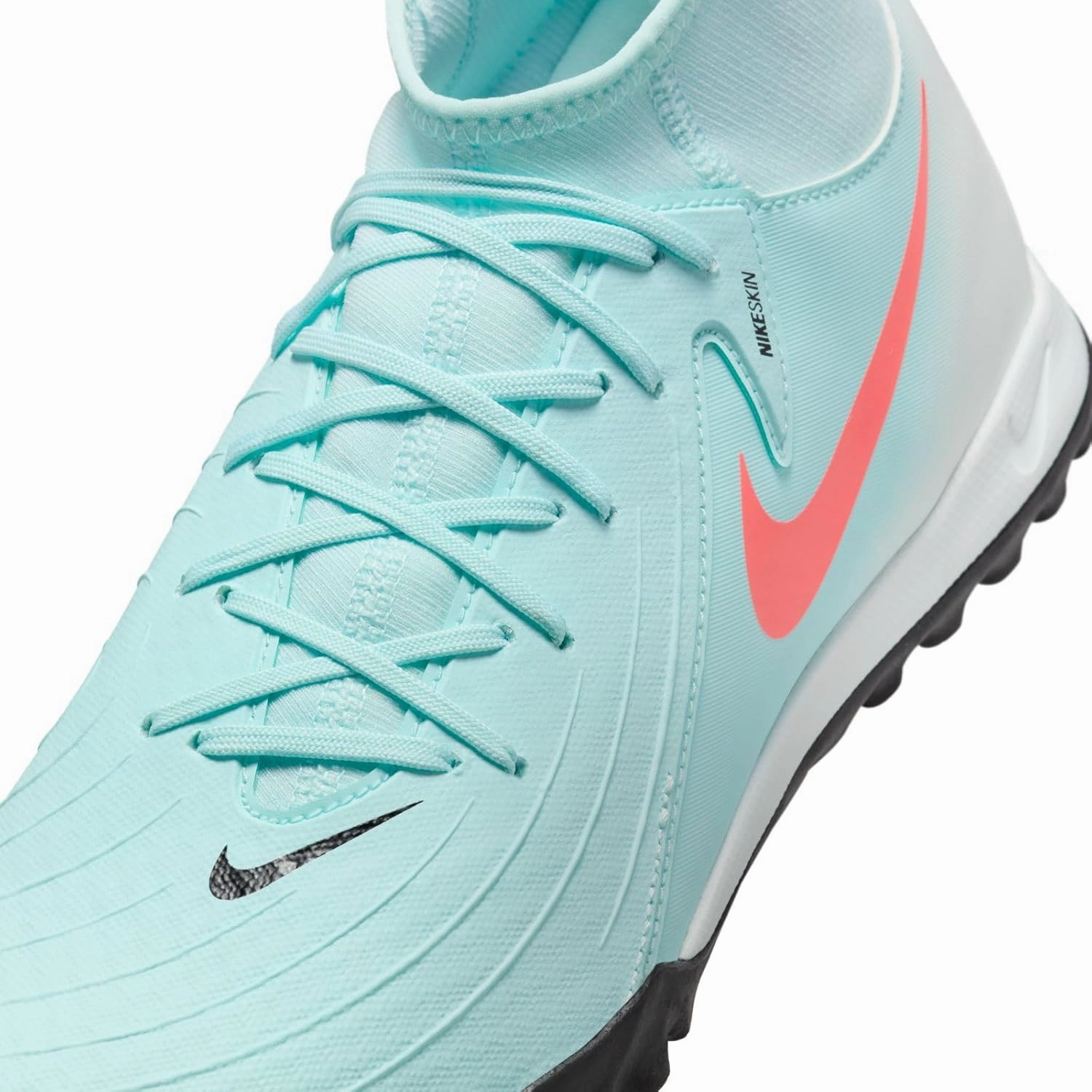 Nike Phantom Luna 2 Academy TF High-Top Soccer Shoes (FJ2566-300, Mint/Off Noir/Atomic Red)