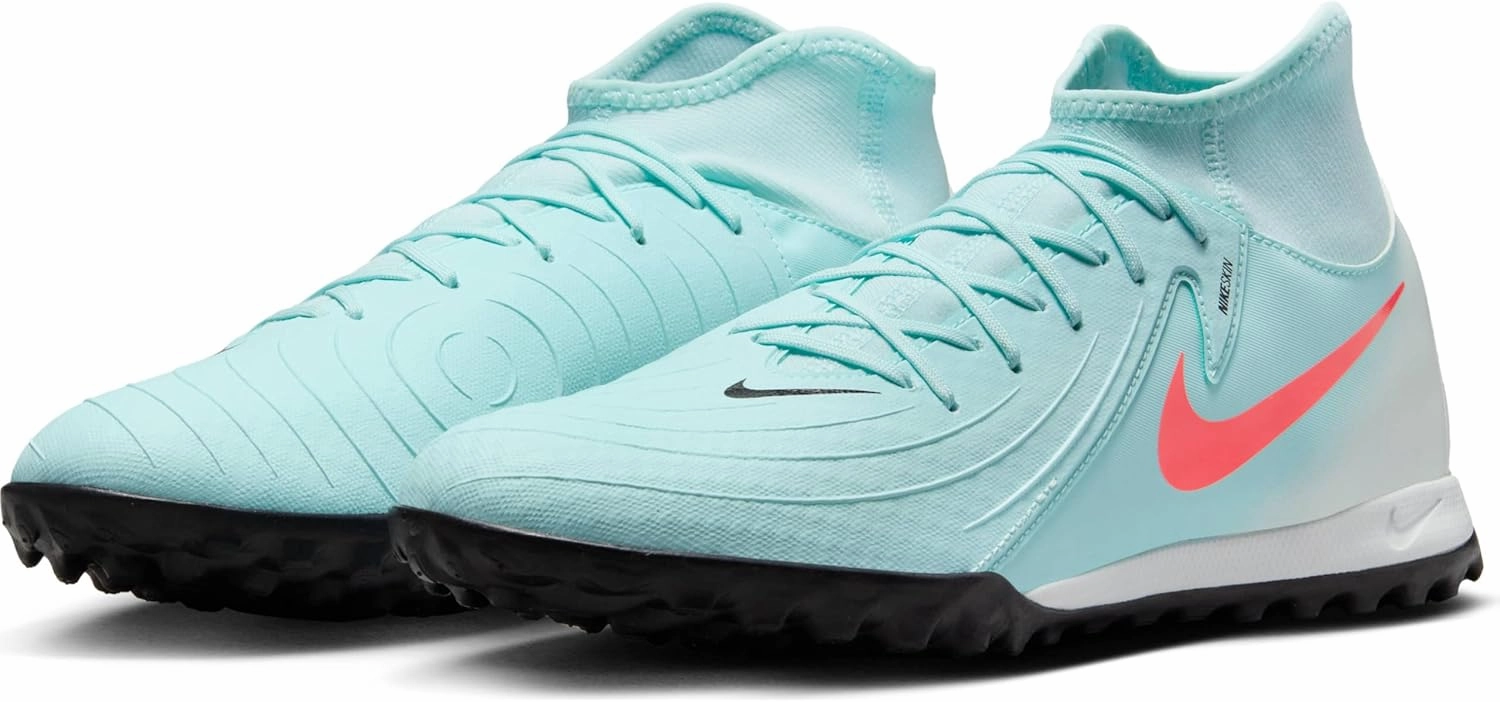 Nike Phantom Luna 2 Academy TF High-Top Soccer Shoes (FJ2566-300, Mint/Off Noir/Atomic Red)