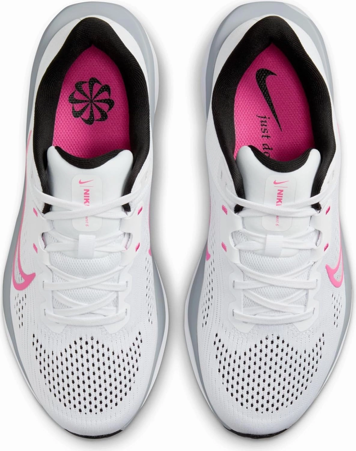 Nike Quest 6 Women's Road Running Shoes (FD6034-102, White/Pinksicle/Wolf Grey/Black)