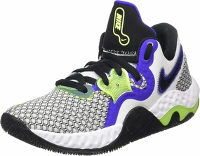 NIKE Unisex Basketball Shoe, White Black Volt Indigo Burst, 12 US Women
