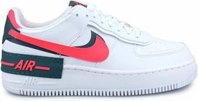 Nike Women Basketball Shoe, White Dk Teal Green Solar Red White White, 8.5 US