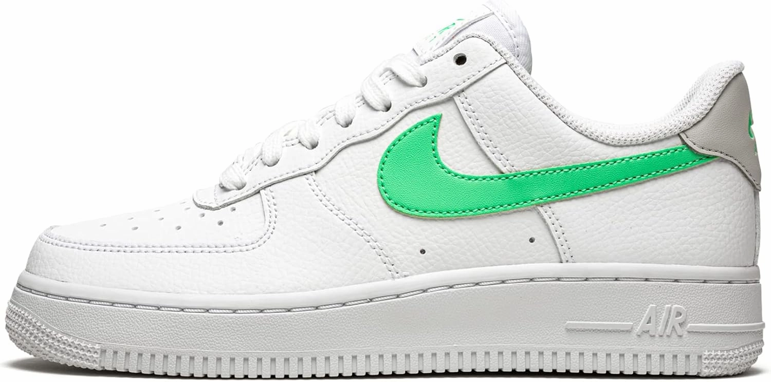 Nike Women Basketball Shoe, White Green Glow Lt Bone White, 8.5 US