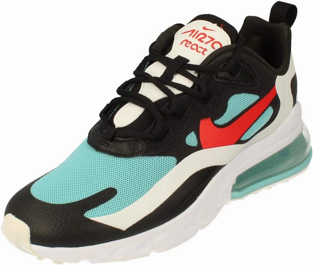 Nike Womens Air Max 270 React Running Trainers DA4288 Sneakers Shoes (UK 5.5 US 8 EU 39, Black Chile red Bleached Aqua 001)