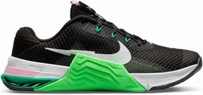 Nike Womens Metcon 7 Training Shoe, Black/White/Green Strike, 7 US