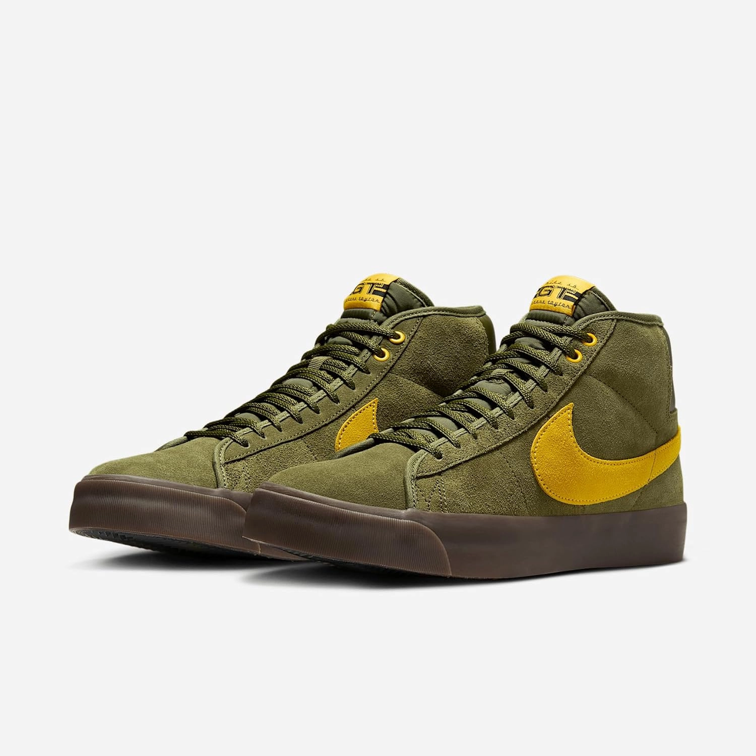 Nike Zoom Blazer Mid Skate Shoes (HM5838-300, Rough Green/Rough Green/Amarillo)