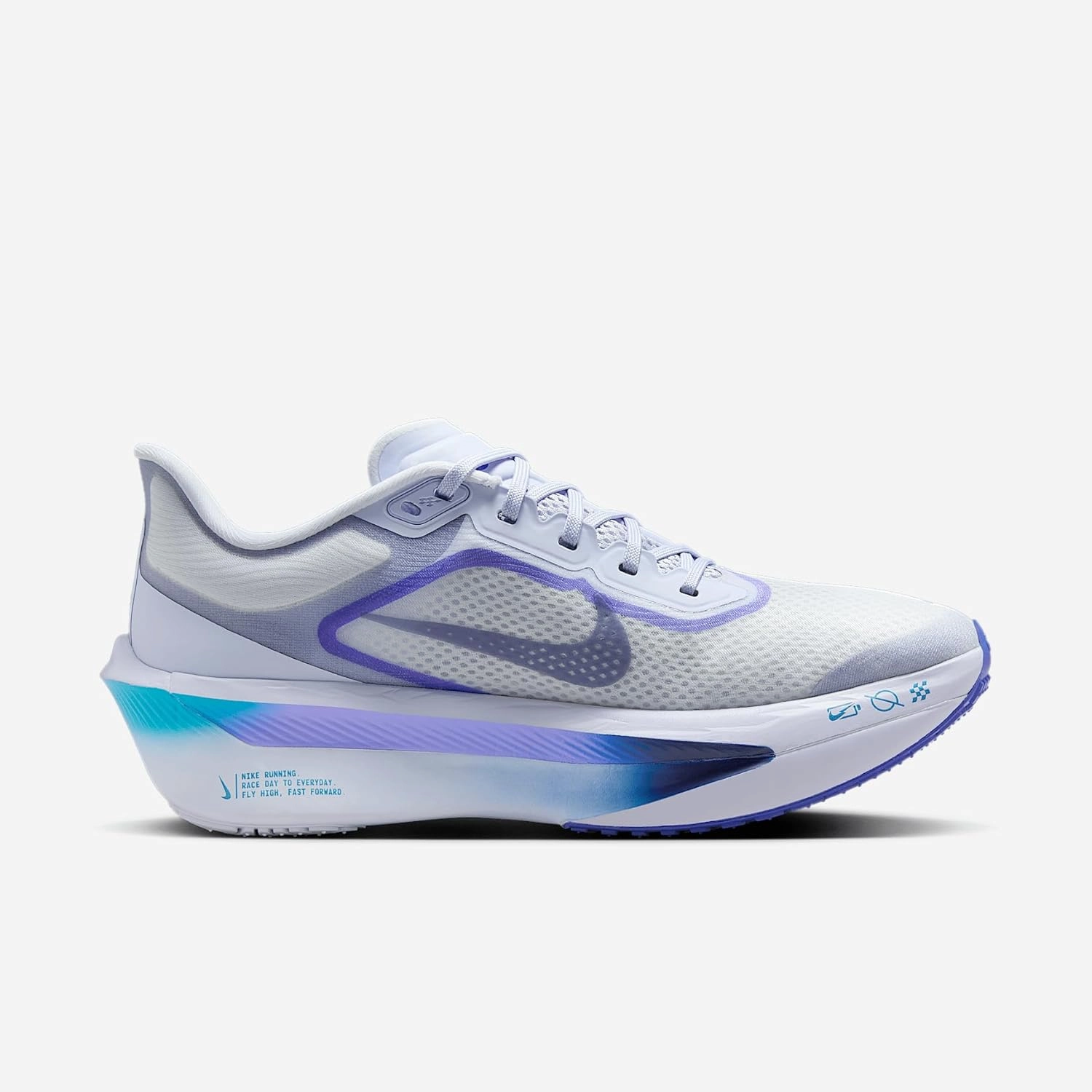 Nike Zoom Fly 6 Women's Road Racing Shoes (FN8455-004, Ghost/Football Grey/Blue Lightning/Blue Void)