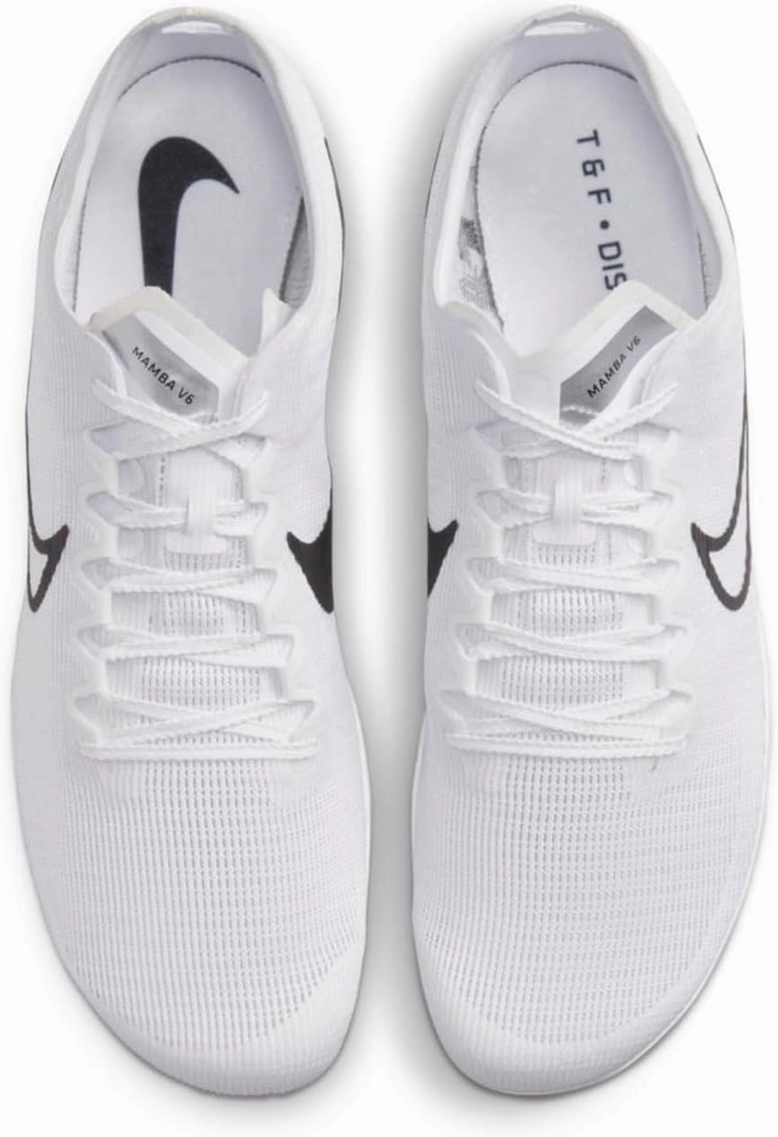 Nike Zoom Mamba 6 Track & Field Distance Spikes, 4.5, White/Black