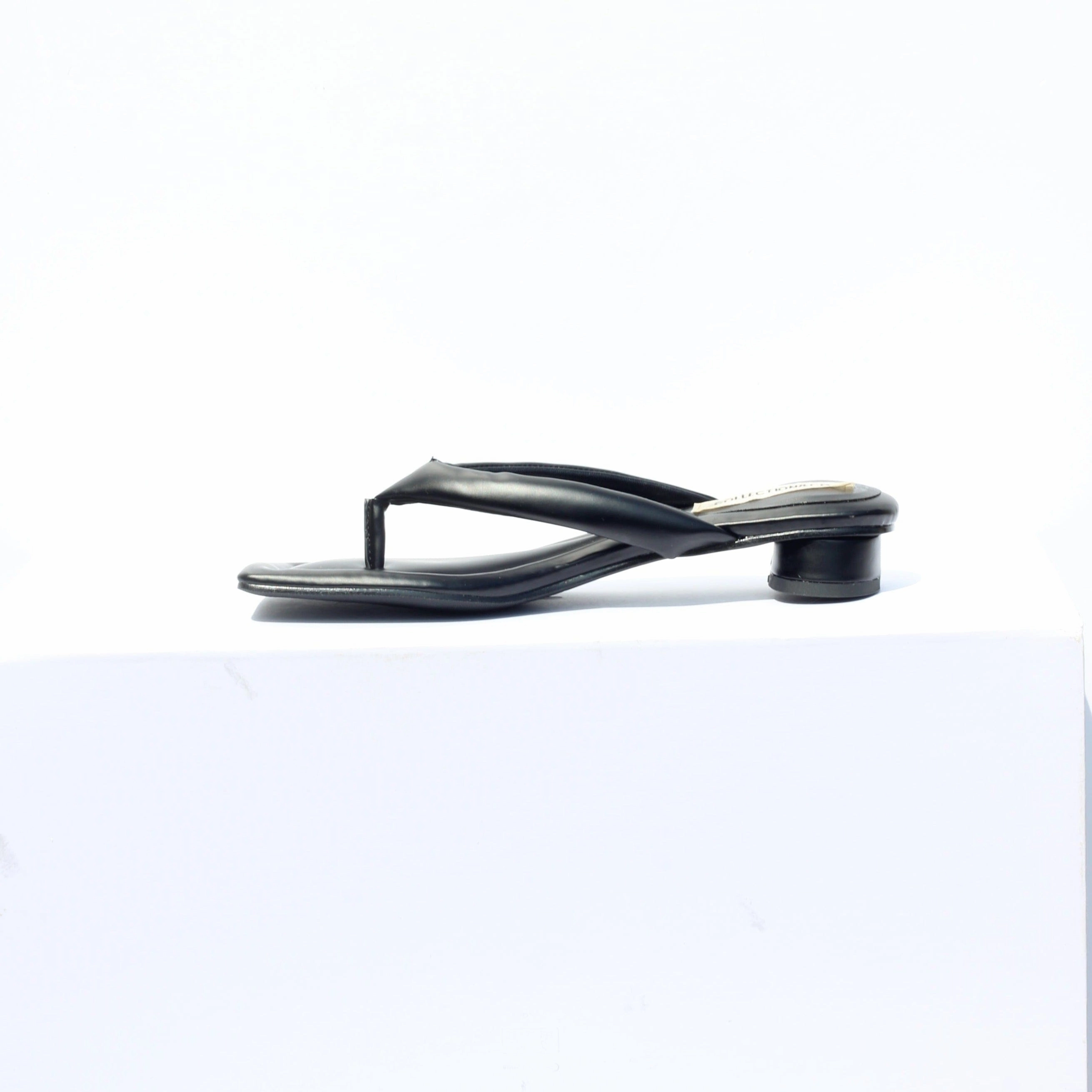 Olivia Vegan Leather Open Toe Mules | Black