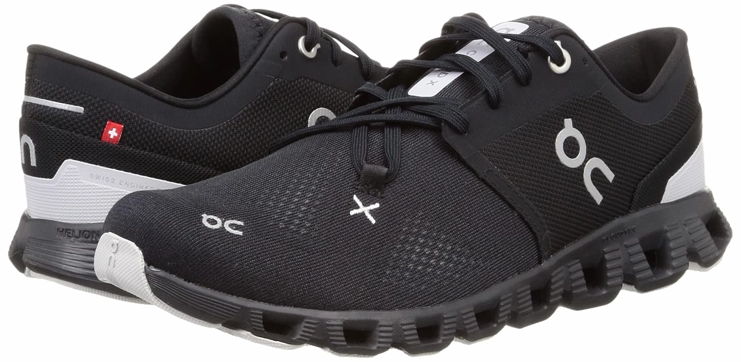 On Men's Cloud X 3 Sneakers, Black, 7 Medium US