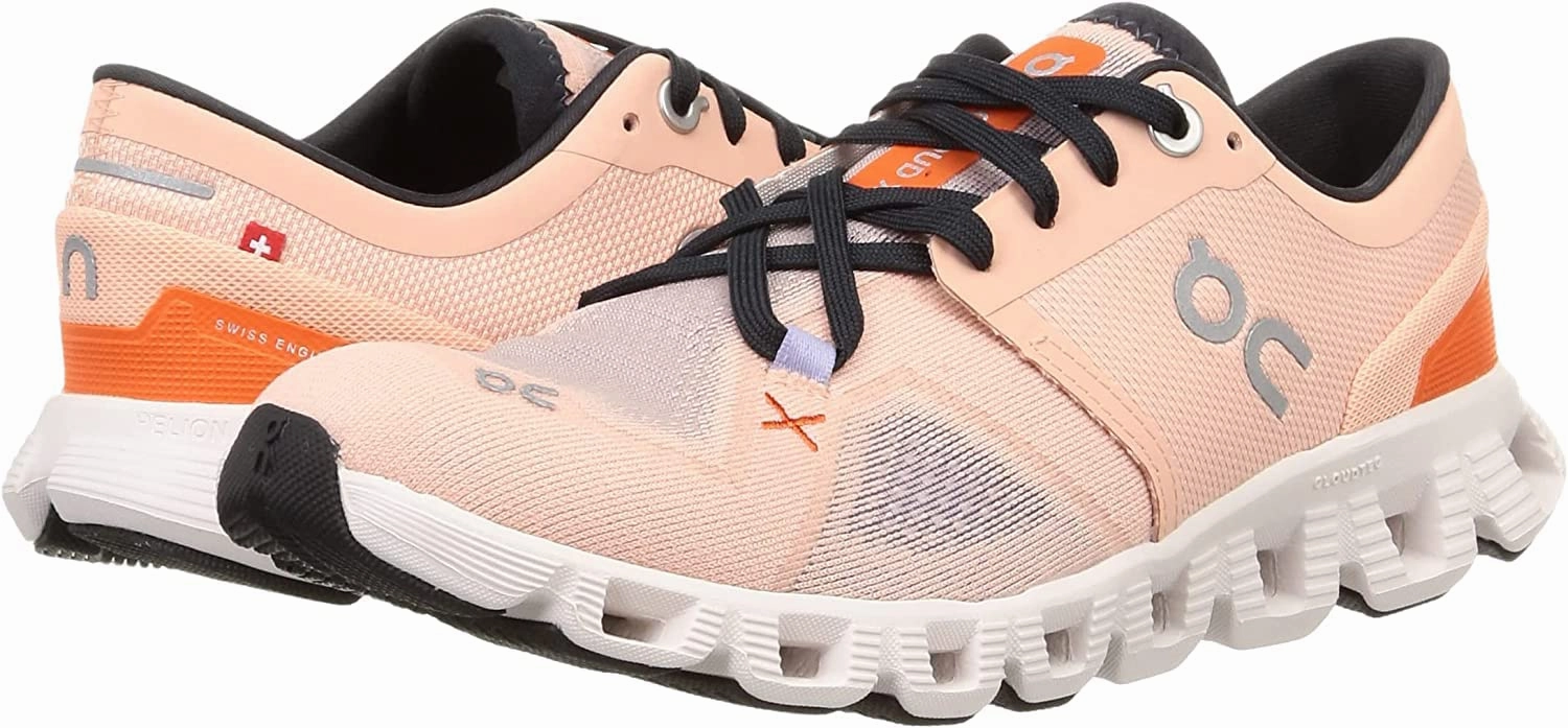 On Women's Cloud X 3 Sneakers, Rose/Sand, Pink, 11 Medium US