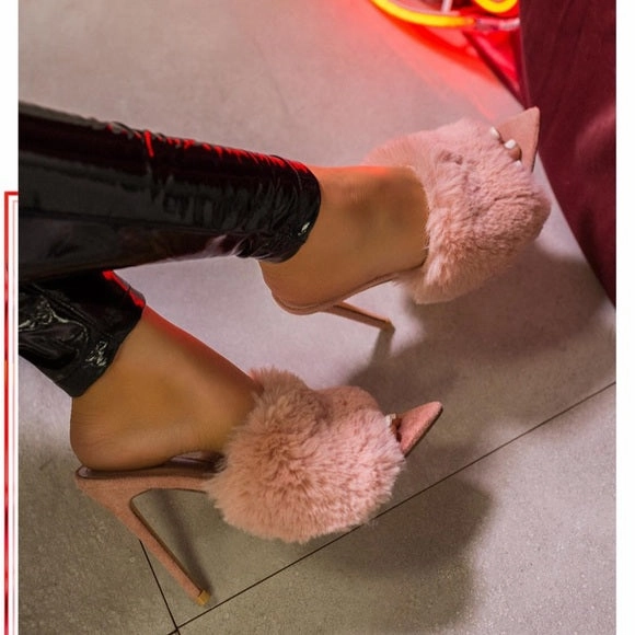 Penelope Fur Stiletto Mules