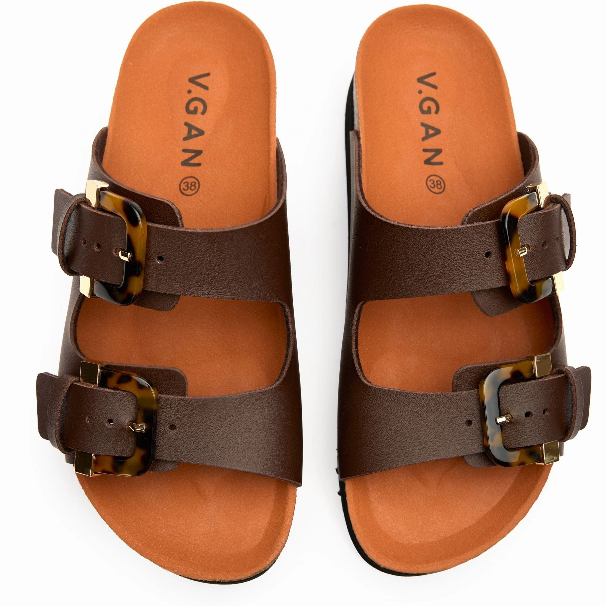 Plum Women's Vegan Footbed Sandals | Brown Tortoiseshell