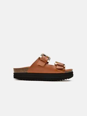 Plum Women's Vegan Footbed Sandals | Tan Tortoiseshell