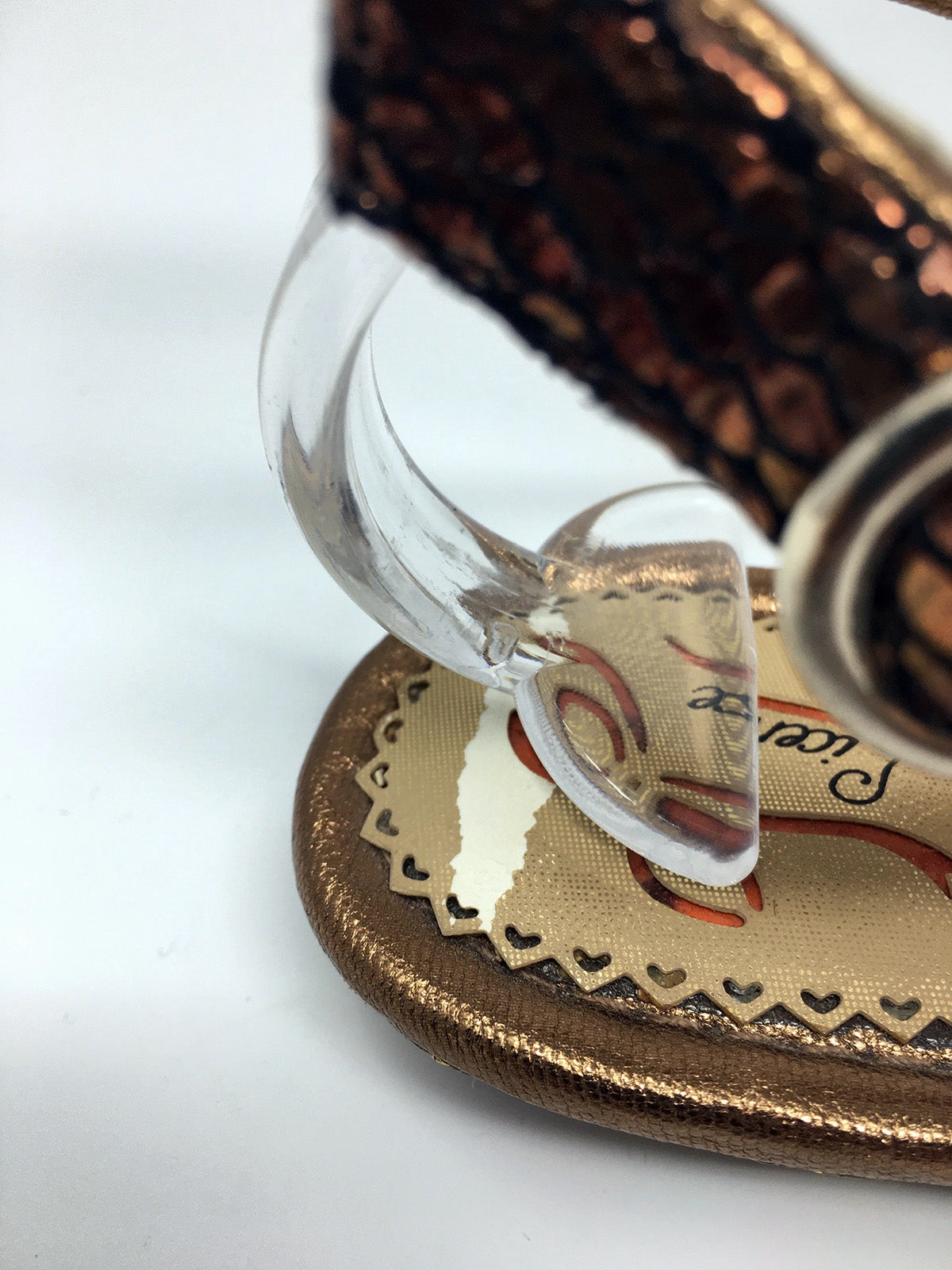Poetic Licence Size 9.5 Bronze & Sage Green Snake Print Sandals