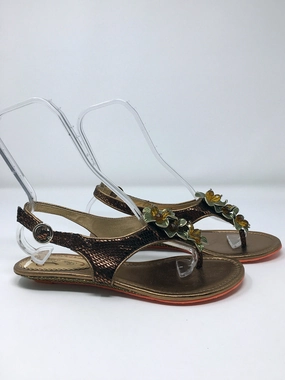 Poetic Licence Size 9.5 Bronze & Sage Green Snake Print Sandals