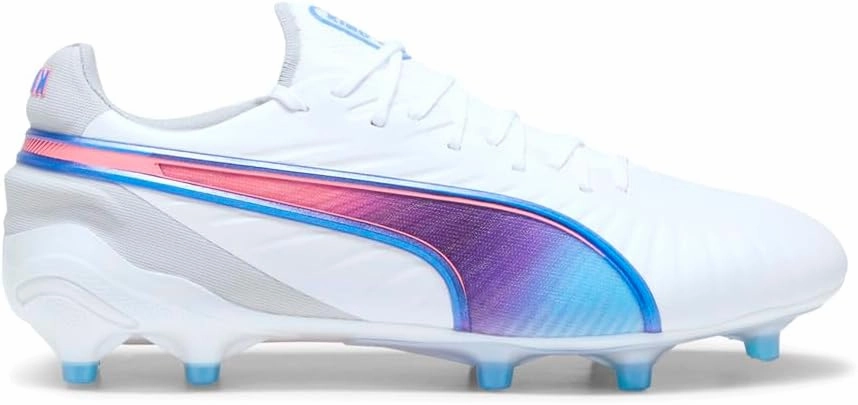 PUMA - Womens King Ultimate Fg/Ag Shoes, Color White/Bluemazing/Flat Light Gray/Suns, Size: 8 M US