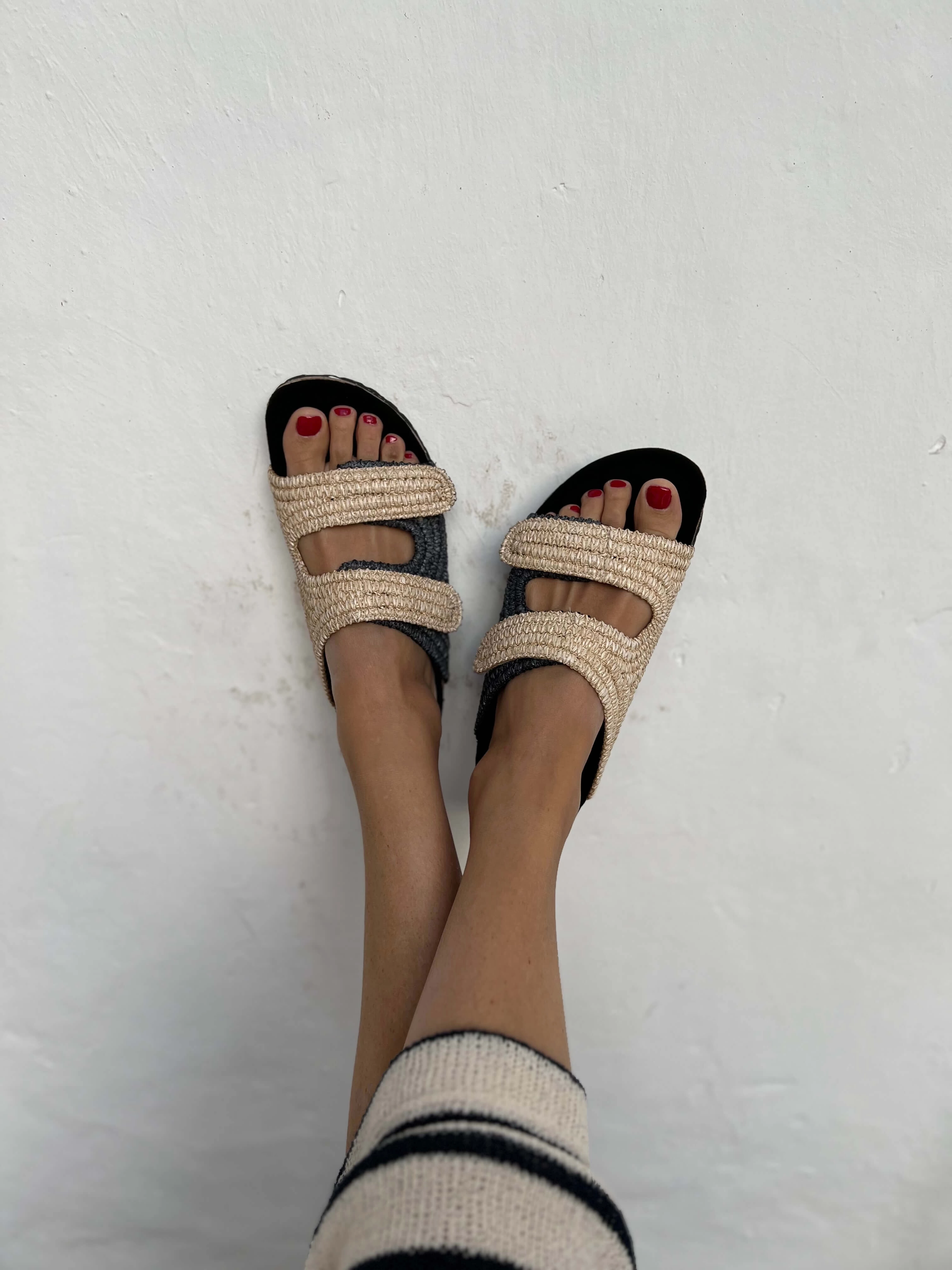 Rafia Sandals | Natural & Black
