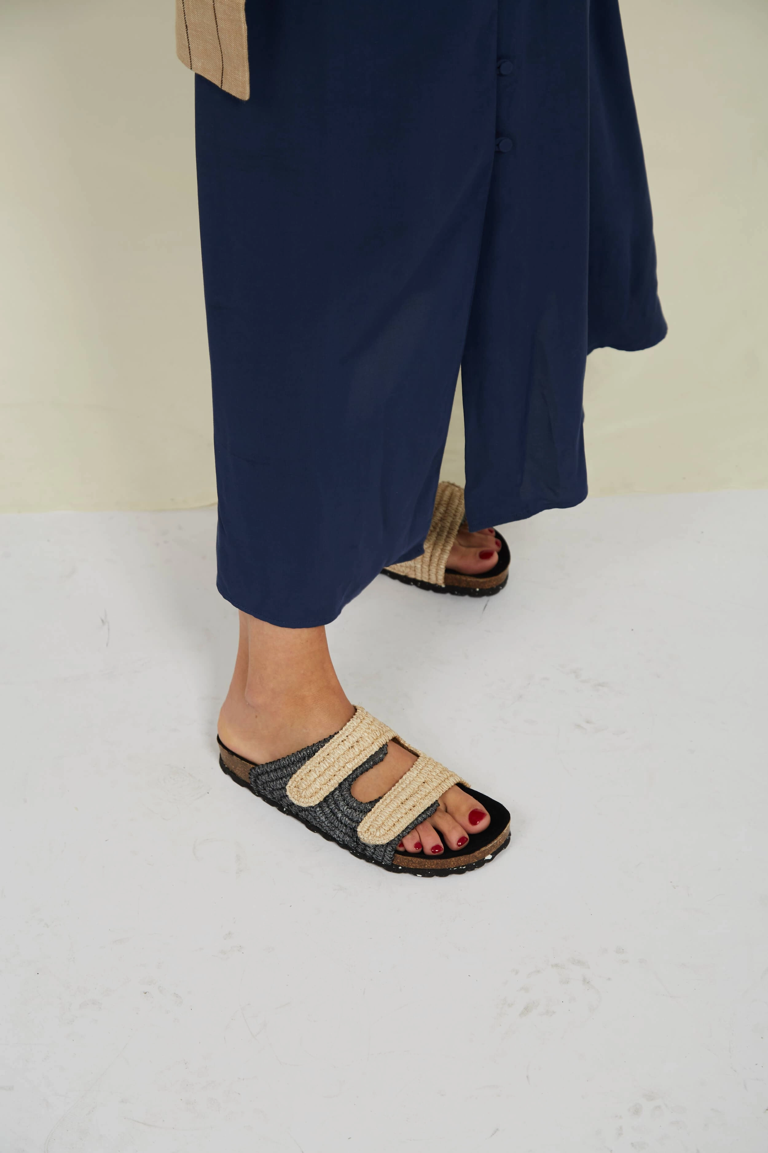 Rafia Sandals | Natural & Black