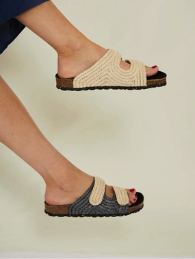 Rafia Sandals | Natural & Black