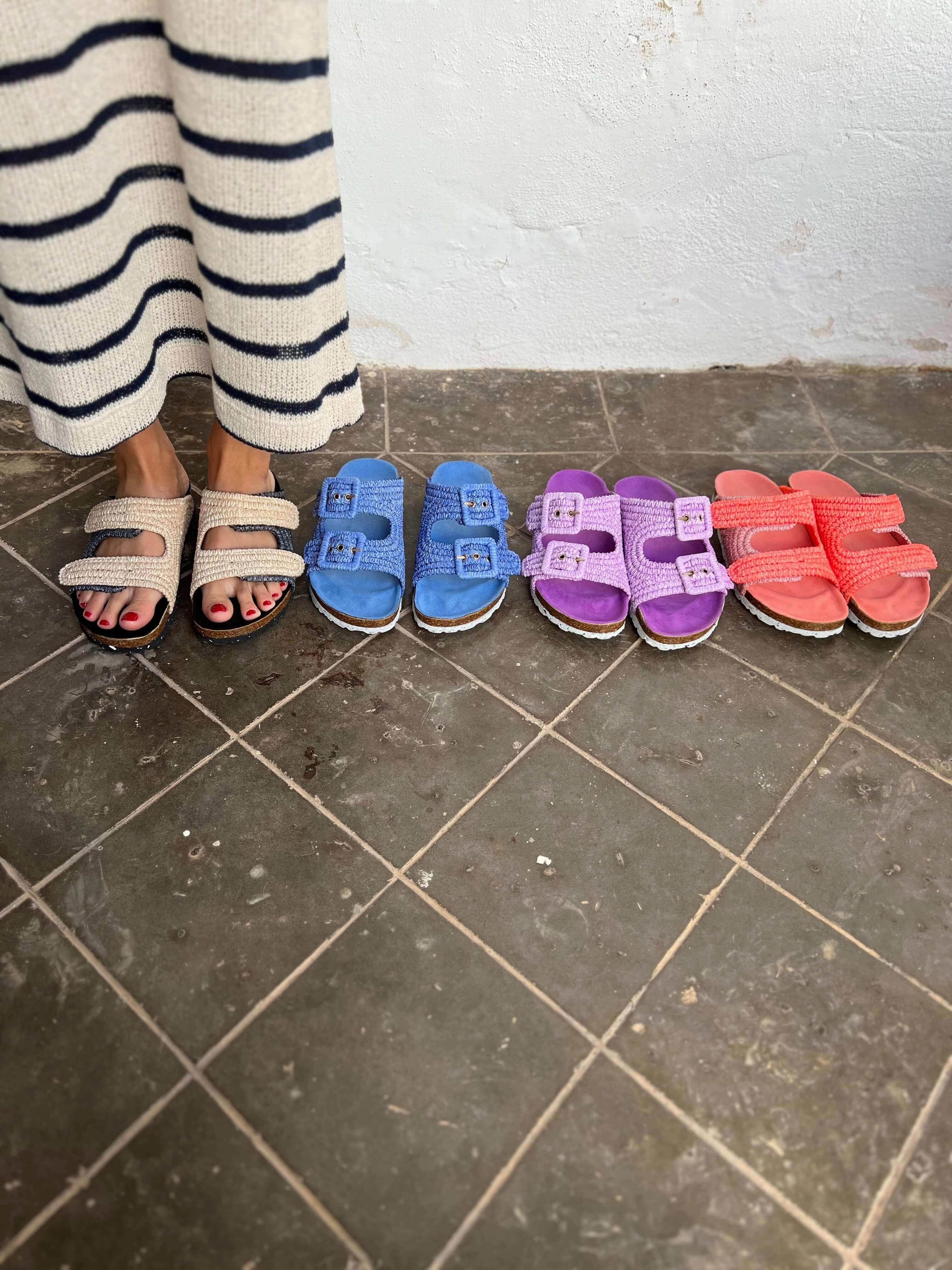 Rafia Sandals | Natural & Black