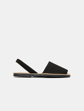 Rambu Women's Vegan Suede Menorcan Sandals | Black