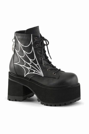 RANGER-105 Demonia Ankle Boot | Black Faux Leather