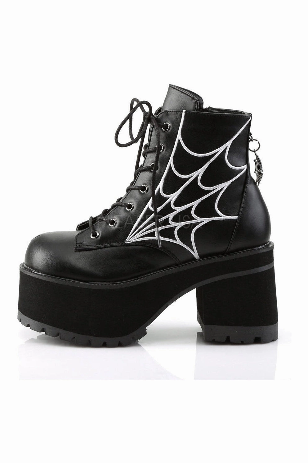 RANGER-105 Demonia Ankle Boot | Black Faux Leather