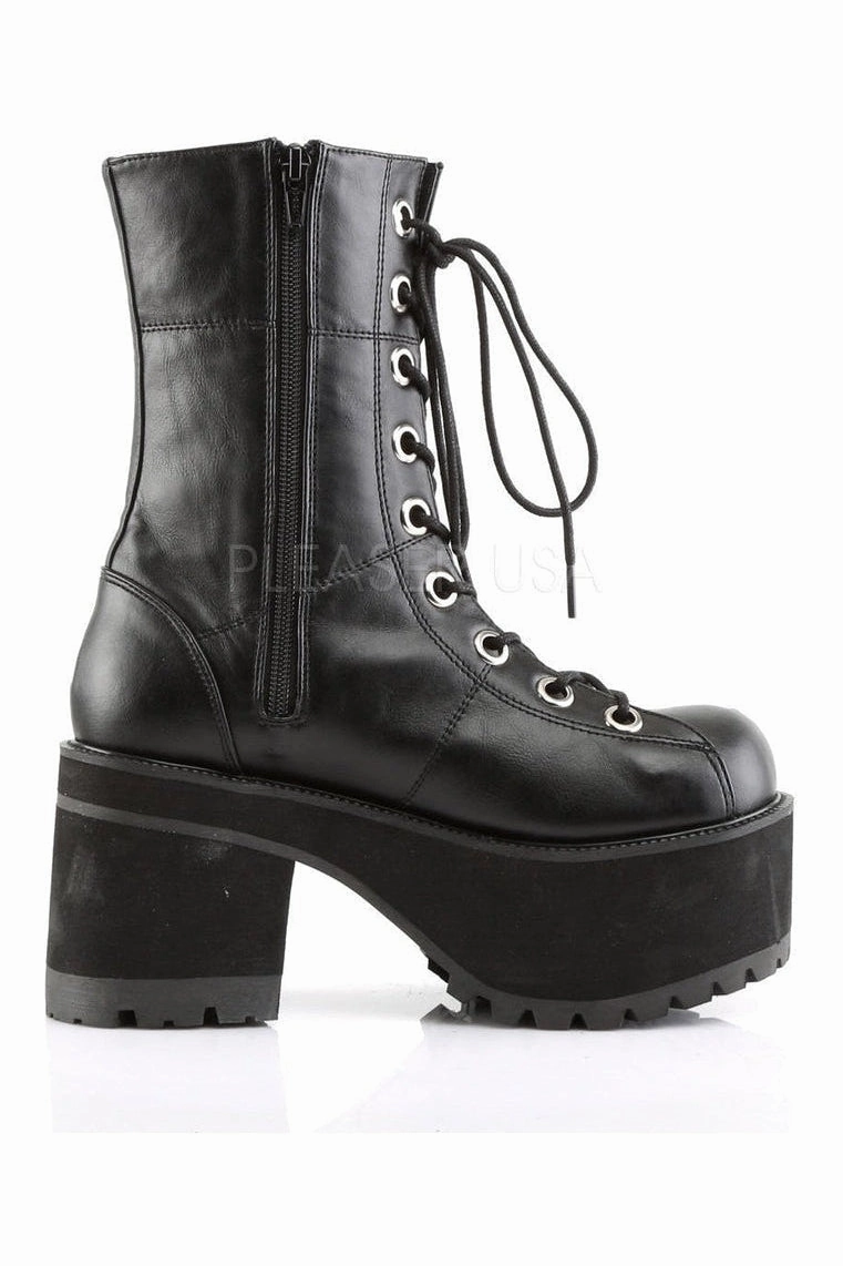 RANGER-301 Demonia Knee Boot | Black Faux Leather
