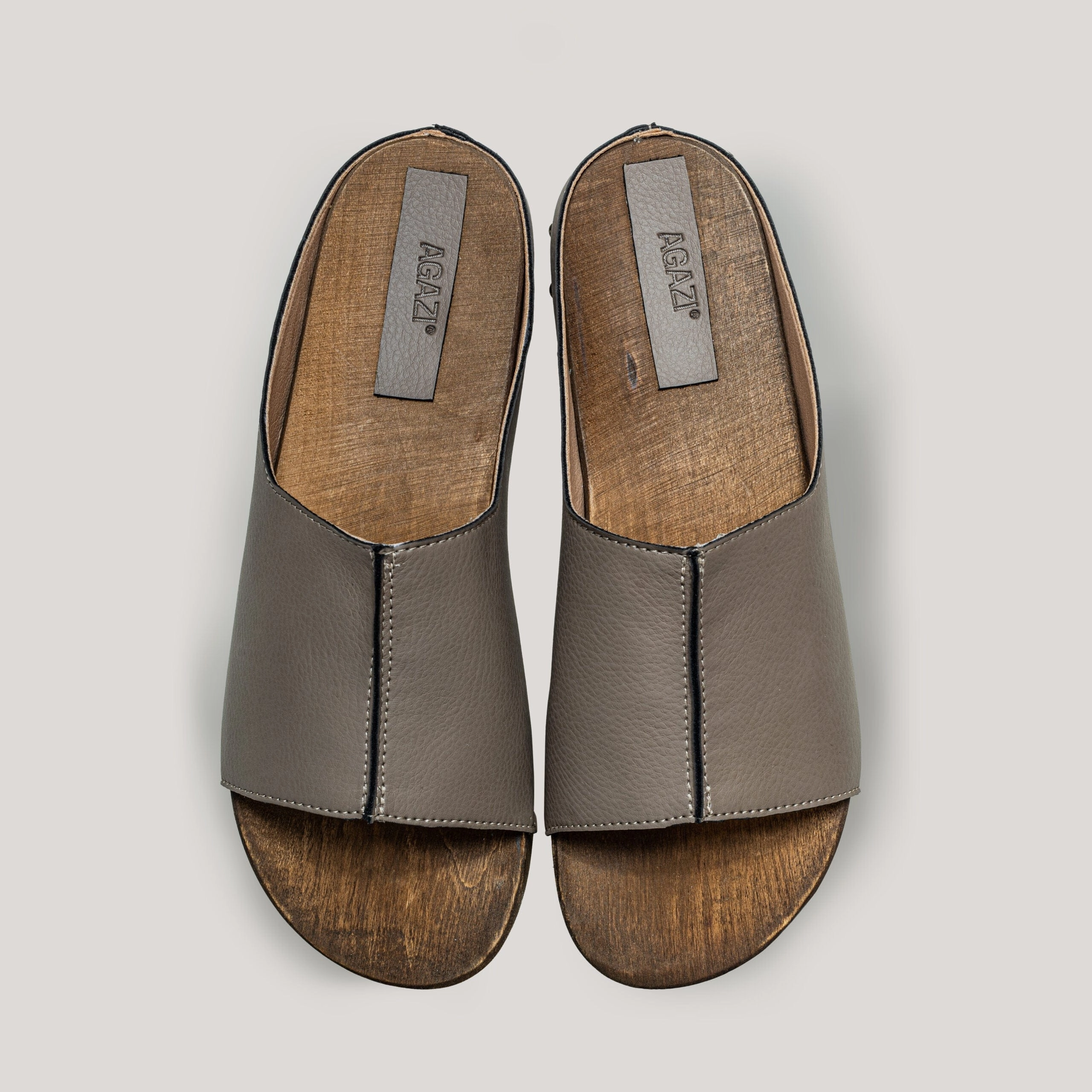 Recycled Vegan Leather Wood Vegan Clogs | Khaki