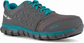 Reebok Work Women's RB044 Sublite Cushion Athletic Work Shoe Blue and Grey Alloy Toe Safety