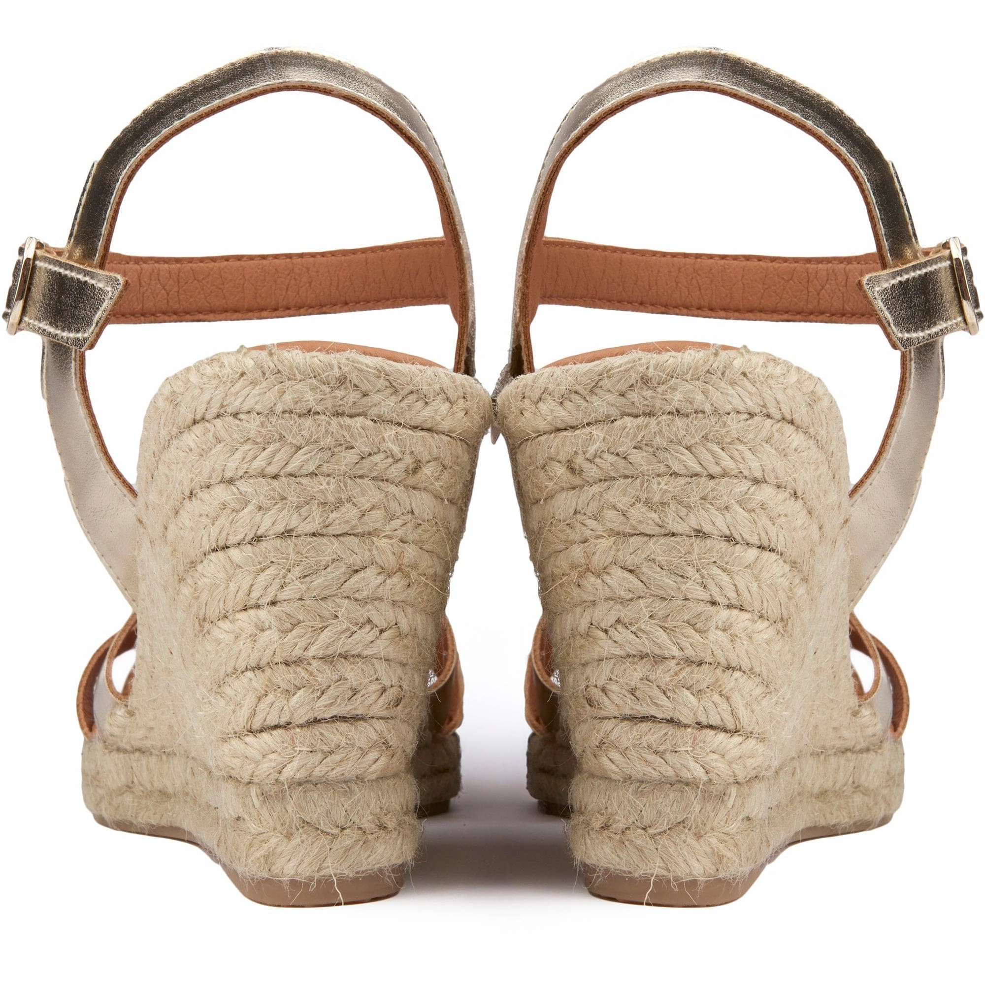 Rhubarb Women's Vegan Leather Espadrille Wedge Sandals | Gold Metallic