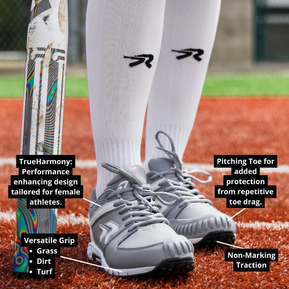 Ringor Flite Softball Turf Shoes with Pitching Toe - Lightweight and Durable Softball Shoes for Women - Sizes 5.5-13