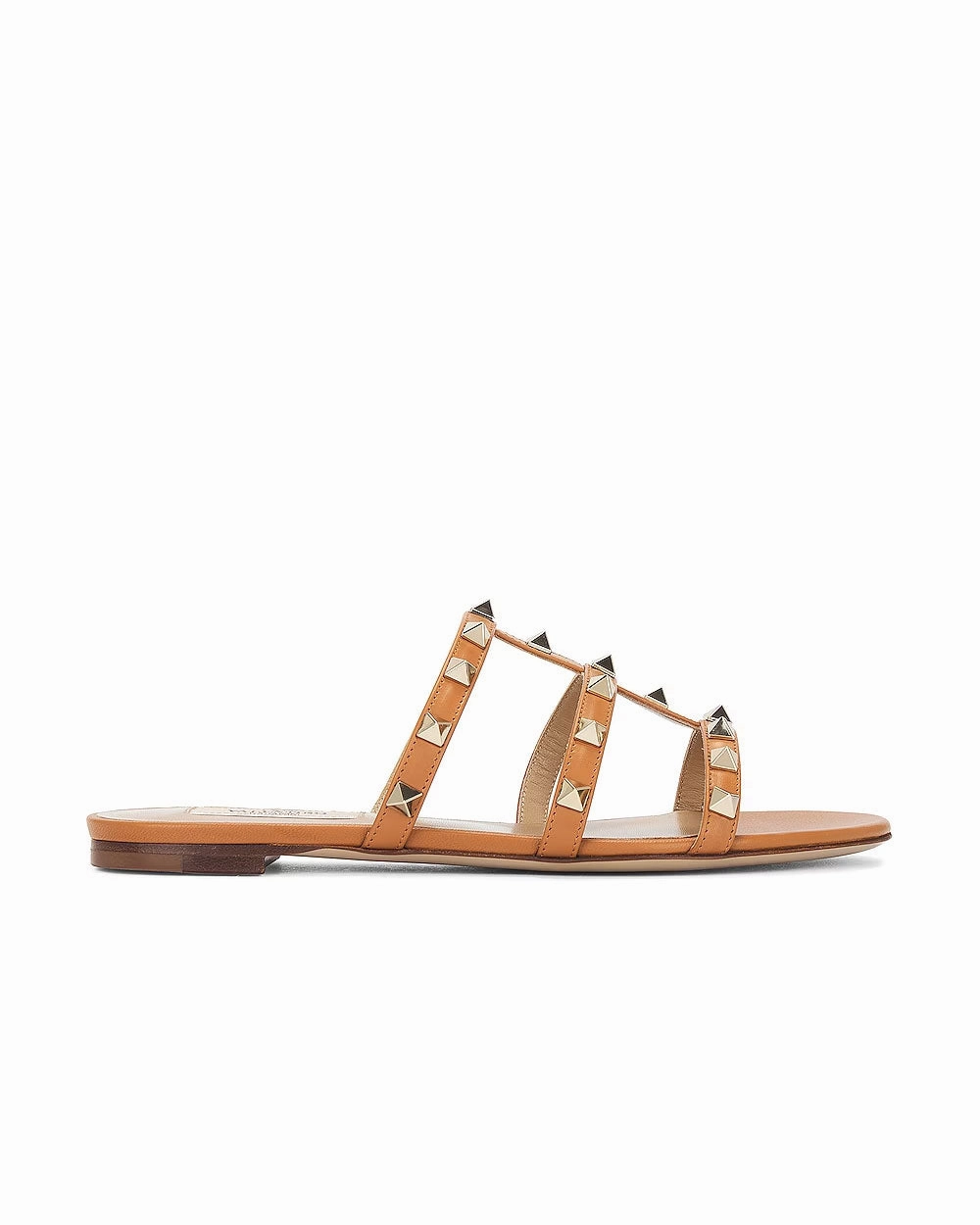 Rockstud Slide Sandal in Almond Beige