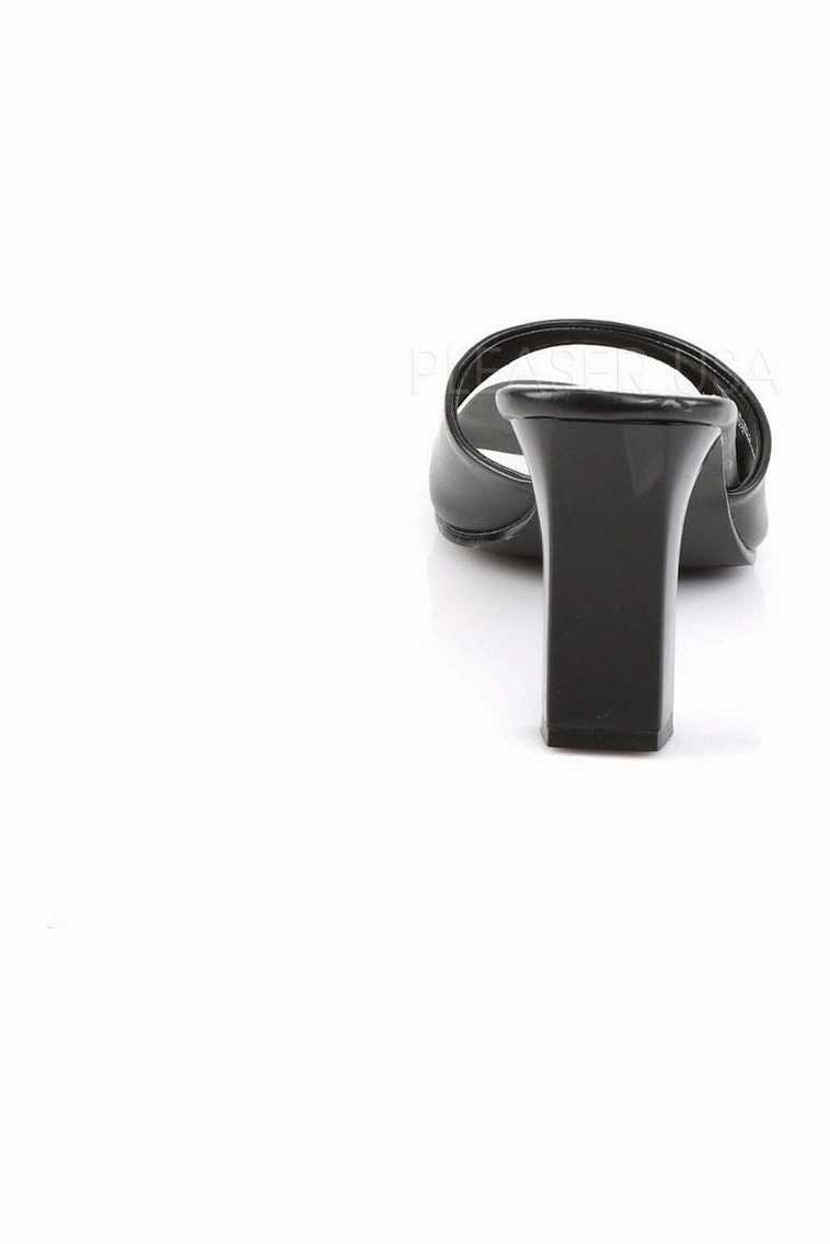 ROMANCE-301-2 Slide | Black Faux Leather