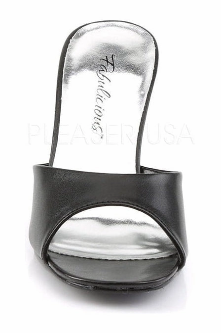 ROMANCE-301-2 Slide | Black Faux Leather