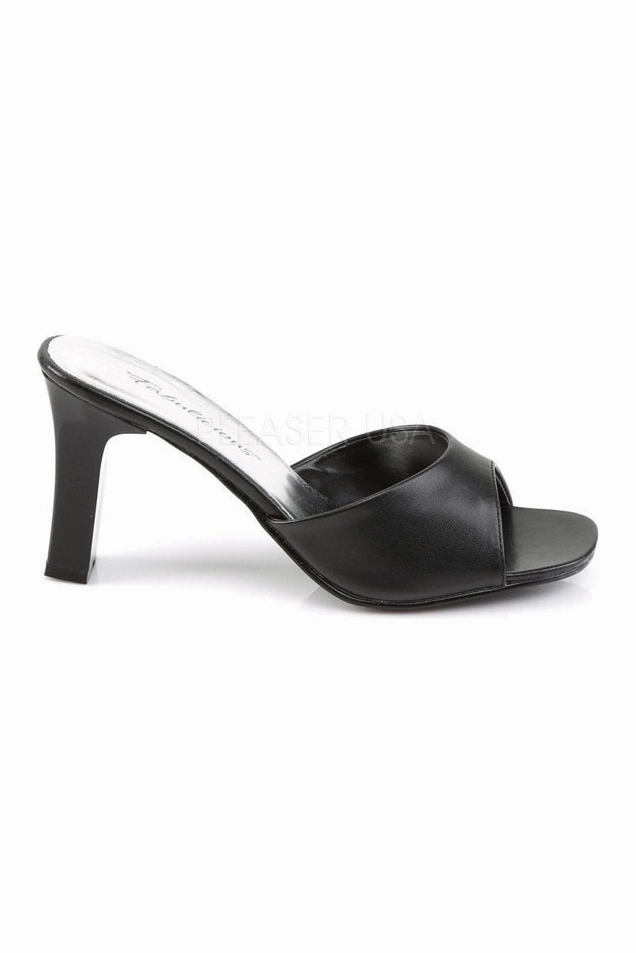 ROMANCE-301-2 Slide | Black Faux Leather