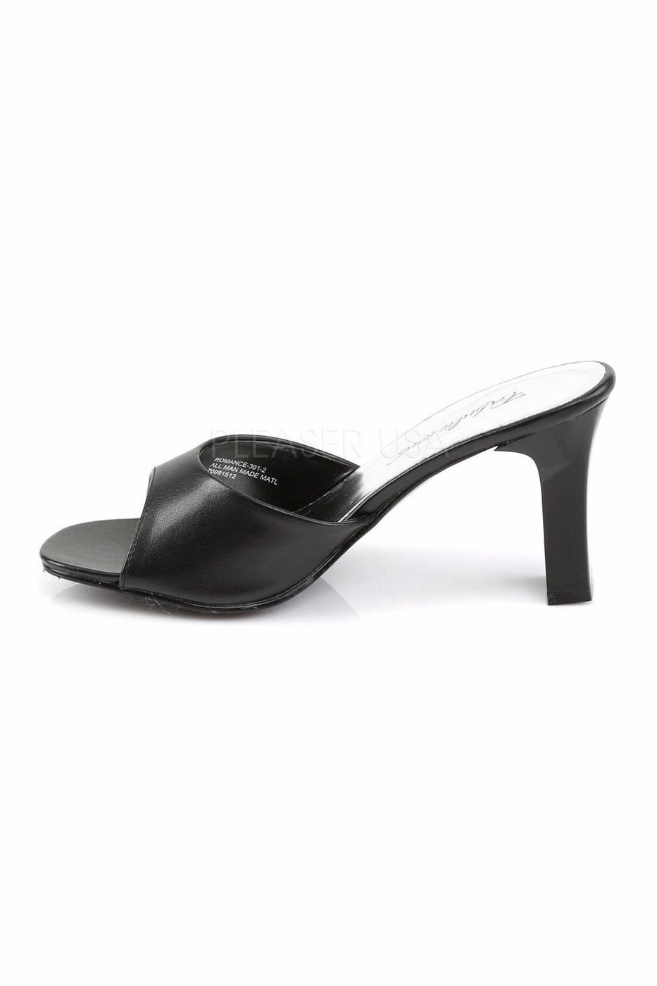 ROMANCE-301-2 Slide | Black Faux Leather