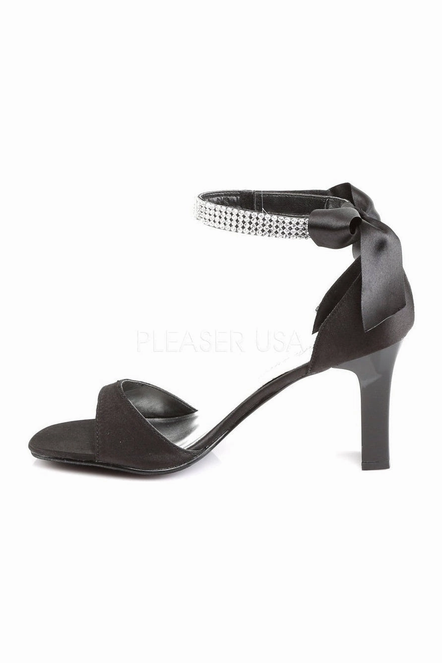 ROMANCE-372 Sandal | Black Genuine Satin