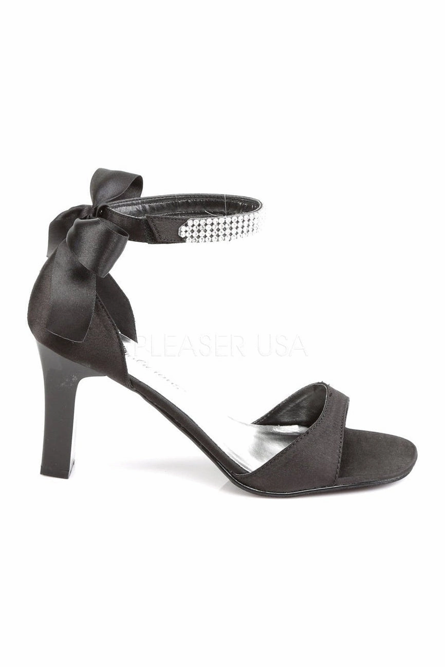ROMANCE-372 Sandal | Black Genuine Satin