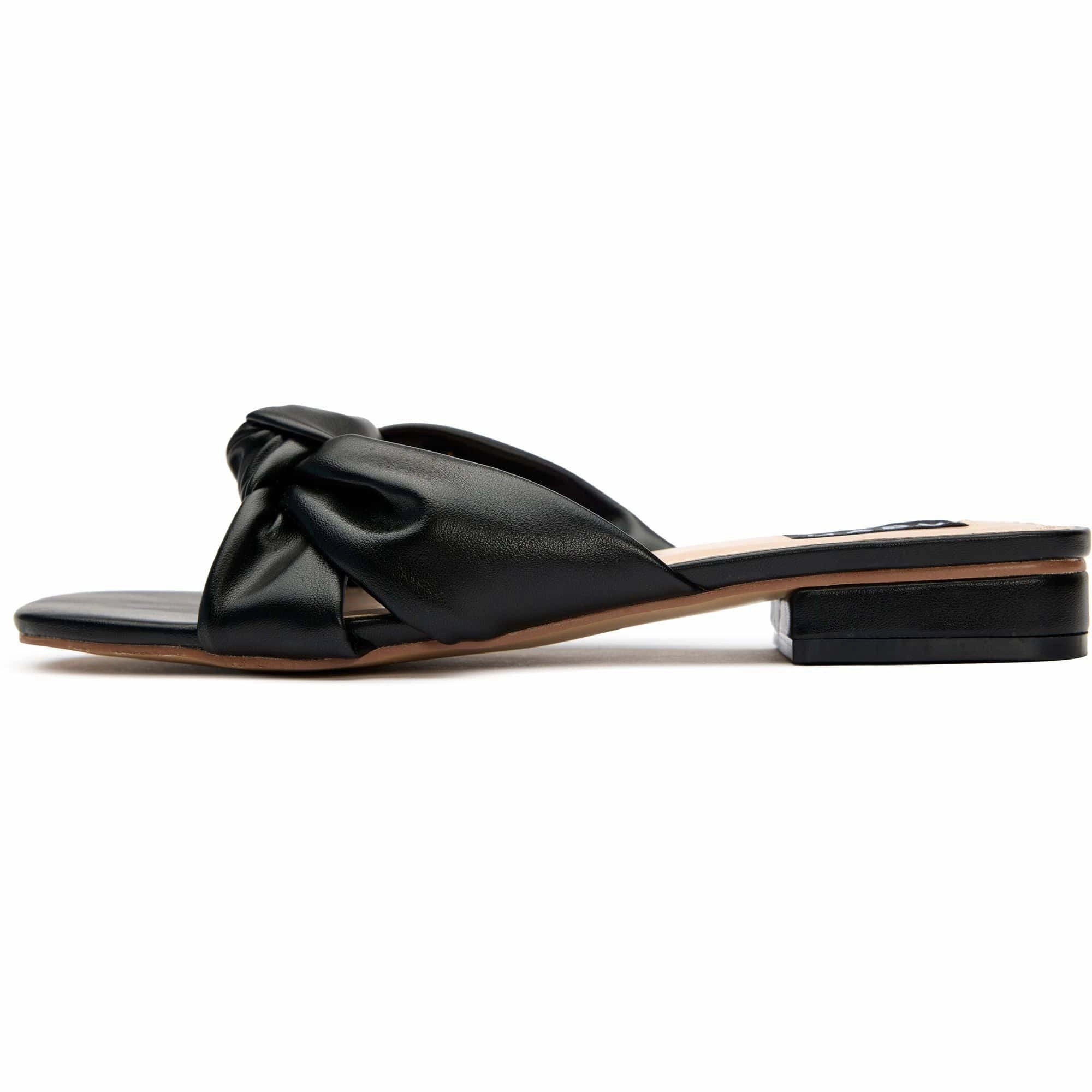 Salsify Women's Vegan Leather Knot Slide Sandals | Black