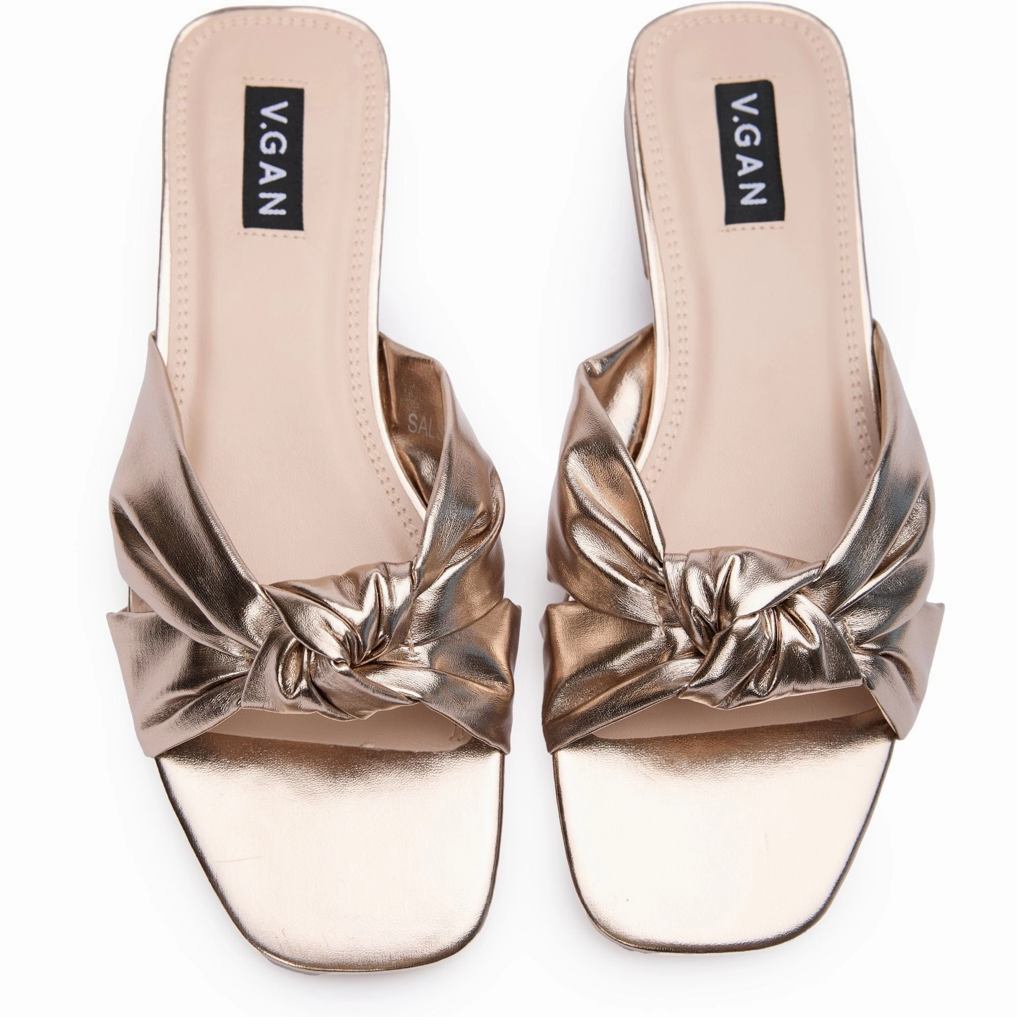 Salsify Women's Vegan Leather Knot Slide Sandals | Gold
