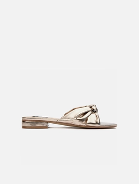 Salsify Women's Vegan Leather Knot Slide Sandals | Gold