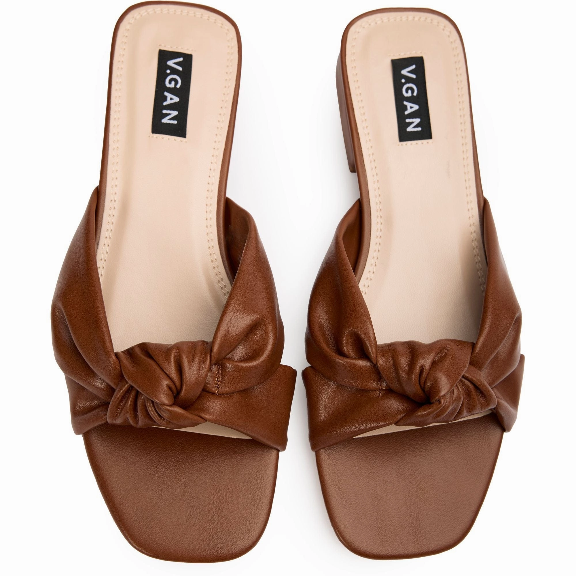 Salsify Women's Vegan Leather Knot Slide Sandals | Tan